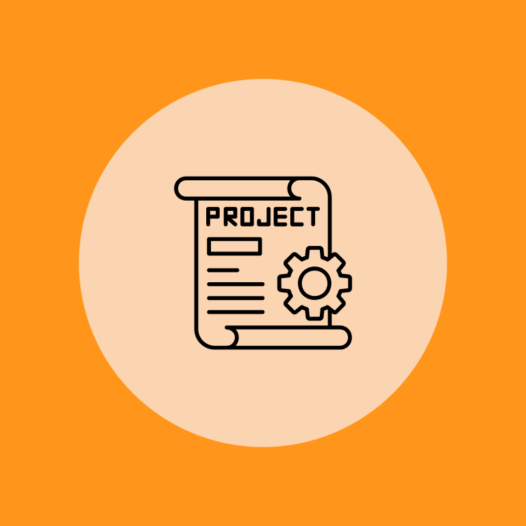 Icon van een projectdocument met een tandwiel.
